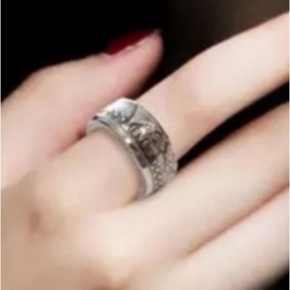 Morgan silver dollar ring silver filled thick size 7-13 unisex - Picture 5 of 6